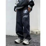 SHOPMOCHO Men's letter star print y2k jeans American style hip hop high waist loose layered straight zipper fashion pants trend hot sale