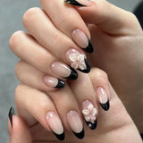 Shopmocho Pink Yellow Halo Dyeing Flower Water Ripple Summer False Nails Leopard Long Pointed Fake Nails Art Press on Nails Charm Manicure