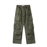 SHOPMOCHO Spring Cargo pants New Popular Rice White Multi-pockets Overalls Harajuku stays Men Loose Casual Trousers Straight Mopping Pants