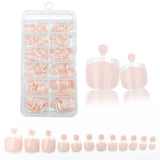 Shopmocho 120pcs/Box 9 Styles French Fake Press On Toenails Short Square Nude Pink French Glossy False Toe Nail Full Cover Summer Toe Tips