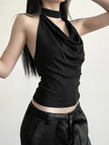 SHOPMOCHO Solid Color Simple Casual All-match Cool Confident Sexy Beautiful High Street Summer Travel Women's Thin Halter Vest