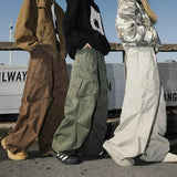 Shopmocho Spring Autumn Big Pocket Men's Cargo Pants Loose Straight Wide Leg Trousers Baggy Outdoor Workwear Pants Man Hip Hop Sweatpants