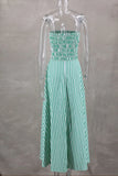 Shopmocho Green Striped Stripless Summer Dress Women Casual Off Shoulder Backless Maxi Dress Beach Holiday Party Dress Women Outfits
