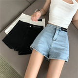 SHOPMOCHO Retro Spicy Girl High Waist Skinny Denim orts Women's Summer Thin Korean Sle Cotton Stretch Tight Fit Trendy Hot Pants