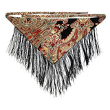 Shopmocho Chinese Style Ethnic Triangular Waistband Embroidered Printing Tassel Floral Triangular Belt Jeans Decor Clothing Accessories
