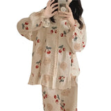 SHOPMOCHO 2026 Princess Style Women's Plus Size Student Nightwear Ladies Sweet Breathable Crew Neck Sleepwear Loungewear