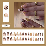 SHOPMOCHO 24pcs White Flower Fake Nail Tips Ins Yellow Pink Blush False Nails Wearable Full Cover European Almond Shaped Press on Nails