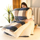 SHOPMOCHO Plaid Super Thick Warm Spring Blankets for Winter Autumn Milk Fleece Thicken Warmth Sleeping Blanket Soft Fluffy Comforter Quilt