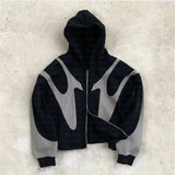 Shopmocho Harajuku Street Hip Hop Cross Hoodies Women Splicing Zipper Sweatshirt Hoodie Female y2k Harajuku Gothic Coat Hoodie Female