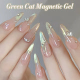Shopmocho 10ml Green Cat Magnetic Gel Ultra Shine Holographic Glitter Semi Permanant Soak Off UV LED Gel Varnish For Manicure