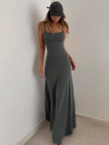 Shopmocho 2025 Summer Women's New Fashion Simple Temperament Suspender Long Backless Slim Waisted Sexy Sweet And Spicy Casual Dresses
