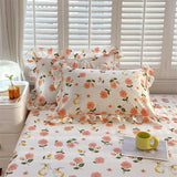 SHOPMOCHO A pair of cotton printed pillowcases with ruffled edges, garden body pillowcases, bed pillowcases