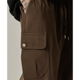 Shopmocho Men's Sweatpants 2025 Spring Autumn Vintage Japanese Wide Leg Straight Loose Button Big Pockets Cargo Pants Drawstring Trousers