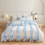 SHOPMOCHO 3 Piece Sheet Set  pink bowknot duvet cover Set ， comfortable Bedding Set Bedspread for All Season