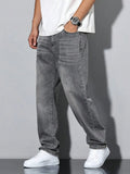 SHOPMOCHO Men's straight skinny grey jeans, straight and simple design, suitable for daily wear in all seasons