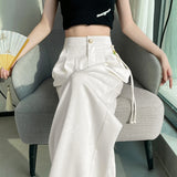 Shopmocho New Chinese Style Jacquard Wide Leg Satin Pants for Women Elegant Solid Office Lady Women's Casual Loose Pants Female
