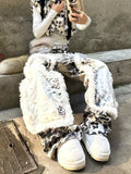 SHOPMOCHO Harajuku Y2k Jeans Patchwork Leopard Print Wide Leg Pants for Women Pantalon Femme Streetwear Straight Fashion Denim Trousers