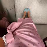 Shopmocho Summer Printed Fashion Long Skirt for Women High Waist Contrast Patchwork Slim Elegant Party Looks Ladies Y2k Maxi Skirt