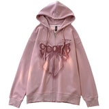 Shopmocho Slimming Effect Oversize Hoodie Women's Loose Fit Printed Bubble Jacket Student Open Cardigan Outerwear Polyester Fiber