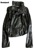 SHOPMOCHO Nerazzurri Spring Autumn Short Fitted Black Subculture Pu Leather Jacket Men Zipper Dark Academia Cothing Emo Streetwear Menswe