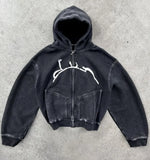 SHOPMOCHO Y2K American High Street Washing Zipper Hooded Sweater New Retro Harajuku Fashion Loose Hooded Top Clothing for Men and Women