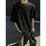 SHOPMOCHO Tshirt Men Slim Fit Solid Color Round Neck t Shirt Button trim Summer Casual Tee Shirt Lightweight Breathable Cotton Fashion Top