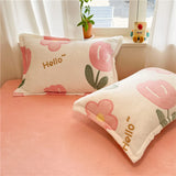 SHOPMOCHO 2pcs Fluffy Plush Pillowcase for Winter Warm Soft Coral Fleece Pillowcase Cover 48x74cm Cartoon Kids Pillow Sham Cushion Cover