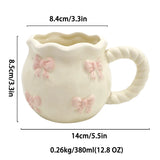 Shopmocho Ins style girl's heart-shaped butterfly knot coffee cup afternoon tea ceramic cup cute mug