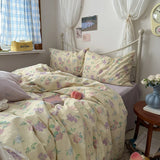 Shopmocho Floral Style Duvet Cover Pure Cotton Bed Cover Girls Soft Comforter Covers Set with Pillowcase이불커버 King Size Quilt Cover Set