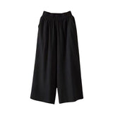 Shopmocho Feamle Casual and Versatile Lazy Style Wide Leg Pants With Pockets Lightweight High Waisted Loose Cropped Capris