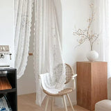 SHOPMOCHO French Lace Tulle Curtain White Tulle Lace Curtains Blind Living Room Bedroom Breathable Screen Curtain Wedding Decor Curtains