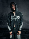 SHOPMOCHO Y2K Gothic Punk Printed Men's and Women's Street Fashion Hooded Sports Shirt Hip Hop Retro Harajuku Loose Zip-up Hoodie
