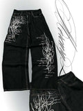 SHOPMOCHO Y2K American style Oversized Hip-hop Jeans Men's American Retro Rock Straight Pants Fashion Street Graffiti Casual Wide Pants