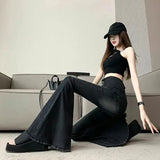 Shopmocho Lucyever Aesthetic Hot Skinny Flare Jeans Women Vintage Slim Fit High Waist Denim Pants Woman Y2K Streetwear Wide Leg Trousers