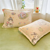 SHOPMOCHO 2pcs Fluffy Plush Pillowcase for Winter Warm Soft Coral Fleece Pillowcase Cover 48x74cm Cartoon Kids Pillow Sham Cushion Cover