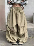 SHOPMOCHO American Baggy Parachute Pants Women Summer High Waist Oversized Cargo Trousers Y2K Loose Streetwear Folds All Match Pants Mujer