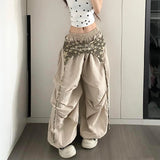 Shopmocho Designer Layering Cargo Pants Women Summer Lightweight Quick-Dry Jazz Dance Trousers Baggy Paratrooper Streetwear Wide Leg Pants