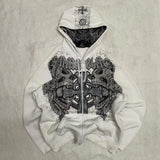 SHOPMOCHO Korean Fashion Simple Blue Double-Sided Oversized Zipper Hoodie Women Y2K New Harajuku Gothic Casual Joker Couple Street Wear