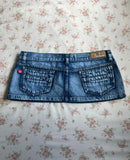 SHOPMOCHO Women Y2K Vintage Blue Washed Denim Mini Skirt Low Rise Metal Button Detail Slim Fit Casual Streetwear Jean Skirt Summer Outfits