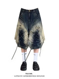 SHOPMOCHO American Streetwear Lace Up Cargo Denim Pants Summer Hot Girl Chic Loose Wide Leg Cropped Pants 2000s Y2k Shorts Women Clothing