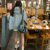 Shopmocho Brown Zip Up Hoodie Women 2025 Autumn Lattice stitching Long Sleeve Casual Oversized Sweatshirt Solid Jacket Women Clothing