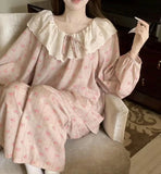 SHOPMOCHO Women's Sweet Print Pajamas Set Long Sleeve Top And Trousers 2 Piece Sleepwear Autumn Casual Loose Lace Loungewear