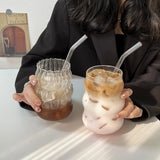 Shopmocho Glass Drinkware Cold Coffee Cups Latte Coffee Glass Iced Juice Milk Water Bottle Aesthetic Cup Wine Cocktail Glass כוסות לקפה קר