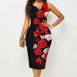 Shopmocho Spring and Summer New Fashion Women's Sleeveless Wrapped Hip Print Dress Women's Clothing