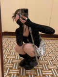 SHOPMOCHO Y2k Aesthetic Lace Jacquard Women's Cardigan + Black Tank Top Harajuku Vintage 2set Japanese Grunge Fashion Pull Femme Mujer