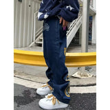 SHOPMOCHO Men's letter star print y2k jeans American style hip hop high waist loose layered straight zipper fashion pants trend hot sale