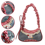 Shopmocho Fashion Grid Mini Handbags Adjustable Shoulder strap Korean Hand-held Commuting bag Single-shoulder Crossbody bag Underarm pouch