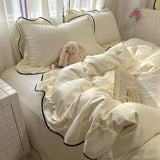 Shopmocho 1 lace solid-color duvet cover, comfortable guest room duvet cover, simple and fashionable (excluding the core and pillowcase)