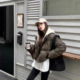 SHOPMOCHOHooded Short Parkas Women Fashion Black Patchwork Puffer Jacket Winter Streetwear Down Coats Korean Cotton Padded Outerwears New