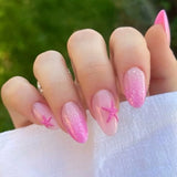 Shopmocho Fish Scale Glitter Powder Long Pointed Fake Nail Shell Pearl Cat Eye Starfish Summer Ripple False Nails Art Charm Press on Nails